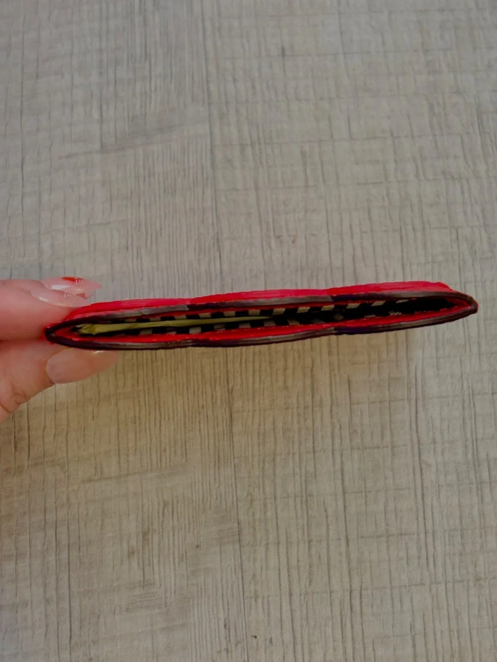 Kate Spade Leewood Place Red Leather Card Holder Wallet Coastal Nautical Luxury